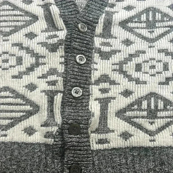 Serge Saint Yves | Vintage grey and white patterned knit sweater cardigan - Picture 4 of 11